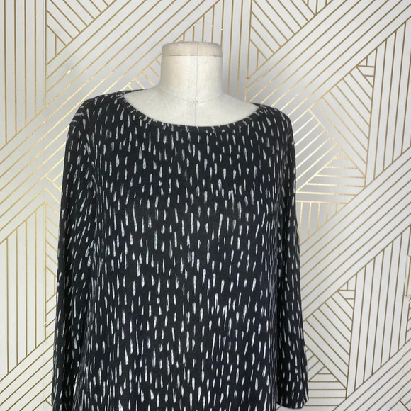 Clara Sun‎ Woo Black Brushstroke Printed Knit Tunic Dress Size US Medium - Picture 4 of 8